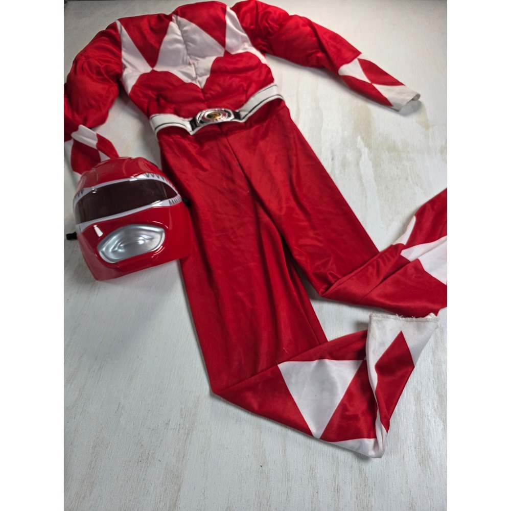Power Rangers Red Ranger Costume Muscle Jumpsuit Mask Kids Size M 8 67405-WAL